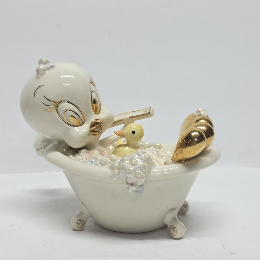 Lenox Scrub A Dub Tweety Bird Figurine Looney Tunes 24 karat gold Plated Vintage